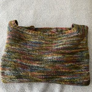 Beautiful hand knit super wash merino wool sweater multicoloured dye yarn
